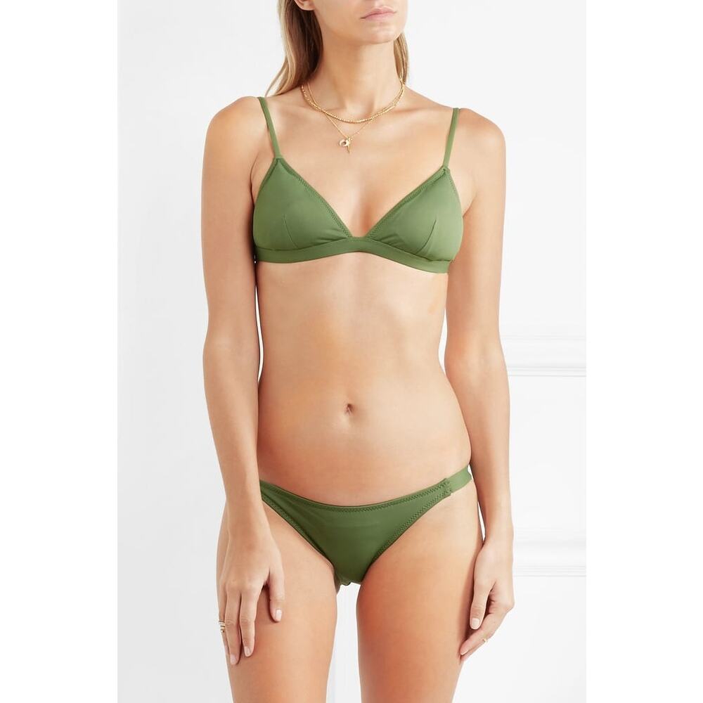 Eberjey So Solid Taylor Bikini Top Artichoke Green Small New